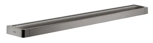 Reling aus poliertem Schwarzchrom, schmale, rechteckige Form, dient zur Aufhängung von Handtüchern, Marke AXOR, minimalistisches Design.
